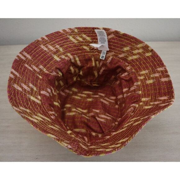 Aerie L65FK7D Women's One Size Yellow/Pink Jacquard Reversible Bucket Hat - Picture 4 of 6